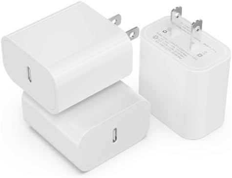 3Pack USB C Charger Block 20W, iGENJUN PD 3.0 Type C Charger Wall Charger USBC Power Adapter Brick Cube Fast Charger for Phone 15/15 Pro/14/13, Galaxy, Pixel, AirPods Pro-White