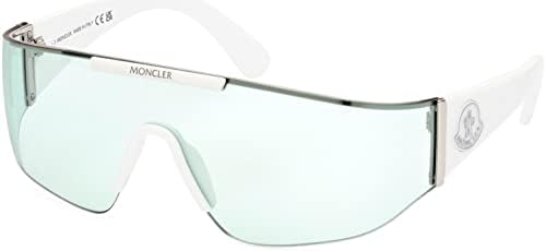 Moncler Sunglasses ML 0247 Ombrate 21N Shiny Optical White, Palladium/Aqua Len