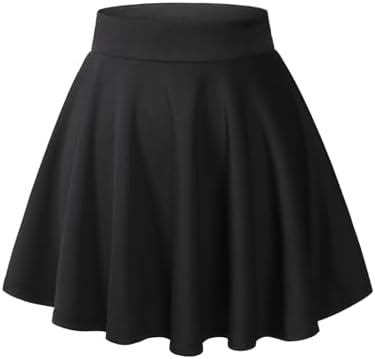 DRESSTELLS Skirt for Women Mini Skater Skirts Versatile A-line Basic Stretchy Flared Casual Pleated Skirt