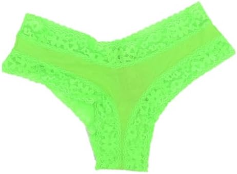 Victoria's Secret Women's Lace Trim Cheeky Panty Neon Green Small