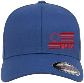 Trump MAGA Flag Side Embroidered Patriotic Republican Flexfit Hat Black Grey Navy Red Olive Royal Blue Curved or Flat Brim