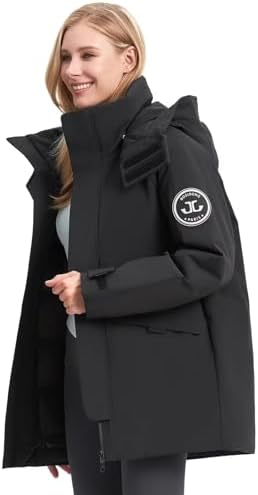 BOSIDENG Women's Winter Thicken Down Jacket with Detachable Hood,Windproof Puffer Parka Jacket Warm Down Coats