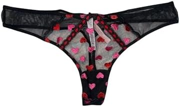 Victoria's Secret Heart Embroidery Thong Panty Color Black New