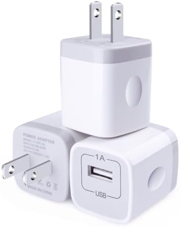 USB Wall Charger, CableLovers 1A/5V 3-Pack Travel USB Plug Charging Block Brick, Charger Power Adapter Cube Compatible Phone Xs/XS Max/X/8/7/6 Plus, Galaxy S9/S8/S8 Plus, Moto, Kindle, LG