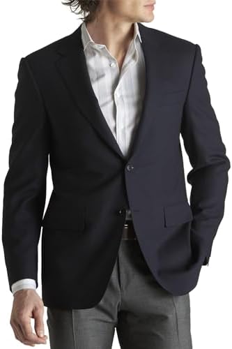 Canali Mens Travel Water-Resistant Wool Blazer 40 Regular Navy