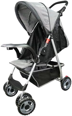 AmorosO Single Stroller - Baby Stroller with Four Wheels - Lightweight Stroller - Convertible Stroller with Extra Storage Space - Foldable Stroller with Sun Protection Hood Cover