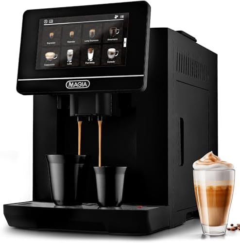 Zulay Magia Super Automatic Coffee Espresso Machine - Durable Automatic Espresso Machine With Grinder - Espresso Coffee Maker With Easy To Use 7” Touch Screen, 20 Coffee Recipes, 10 User Profiles