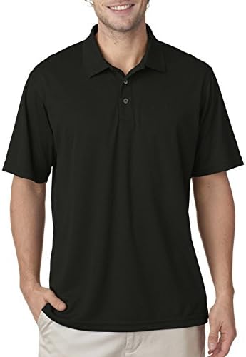 UltraClub Men's Cool & Dry Mesh Pique Polo Shirt, BLACK, XXX-Large