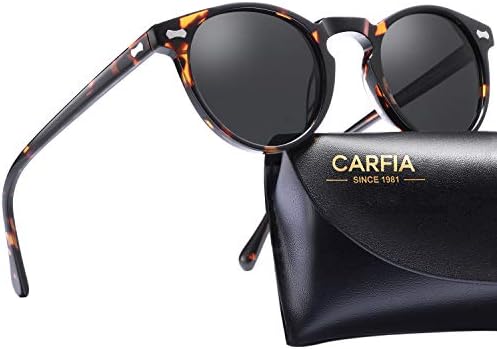 CARFIA Vintage Polarized Sunglasses for Men UV400 Protection Retro Fashion Eyewear Hand-crafted Acetate Frame CA5288L