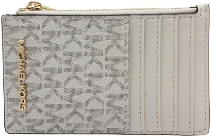 Michael Kors Jet Set Travel Top Zip Card Case Wallet Coin Pouch Light Cream Multi