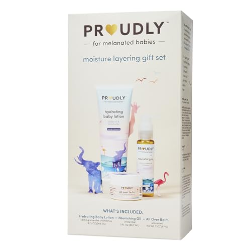 PROUDLY Moisture Layering Gift Set for Melanated Babies Dermatologist-Designed Kids Skin Care for Sensitive & Dry Skin - Ideal for Eczema & Cradle Cap