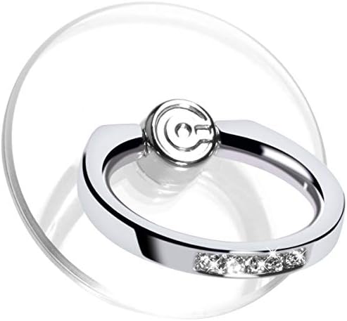 Transparent Phone Ring Holder Grip - EI Sonador Clear Cell Phone Ring Stand Holder Finger Grip Kickstand 360° Rotation, Compatible with Most of Phones, Tablets and Case (2 Silver Diamond)