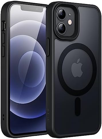 JETech Magnetic Case for iPhone 12 Mini 5.4-Inch Compatible with MagSafe, Translucent Matte Back Slim Shockproof Phone Cover (Black)