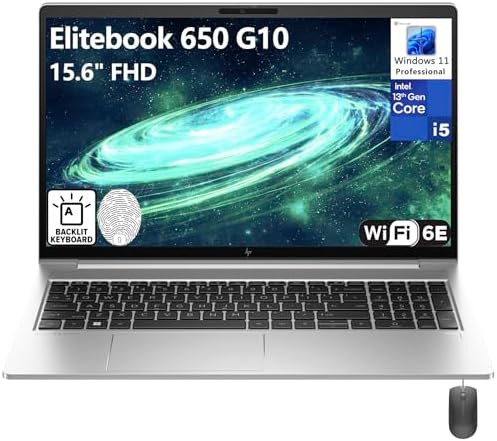 HP Elitebook 650 G10 15.6" FHD Business Laptop Computer, 13th Gen Intel 10-Core i5-1335U (Beat i7-1270P), 64GB DDR4 RAM, 1TB PCIe SSD, WiFi 6E, Bluetooth 5.3, Backlit KB, FR, Windows 11 Pro, AZ-XUT