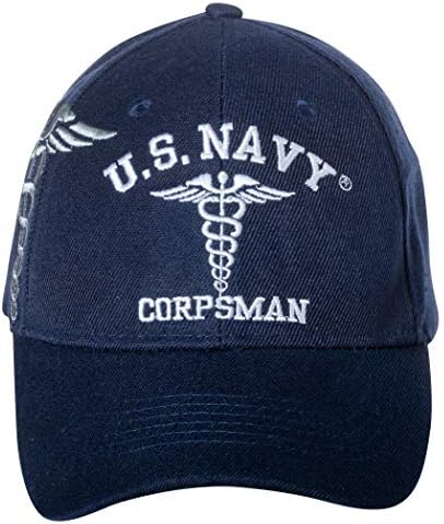 Officially Licensed United States Navy Corpsman Embroidered Navy Blue Baseball Cap