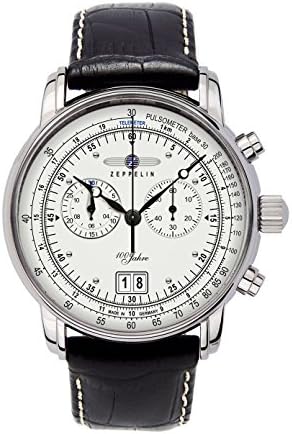 Graf Zeppelin Chronograph Big Date Watch with 12-hr Totalizer, Leather Strap 7690-1