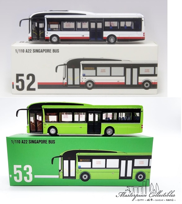 SG Seller: 1/110 Scale Singapore Bus A22 Red White Service 188 Green 190 Model