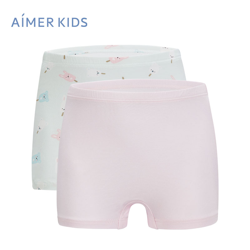 Aimer Kid Girl's Panties 2PCS Mid-waist Boyshorts AK1232851