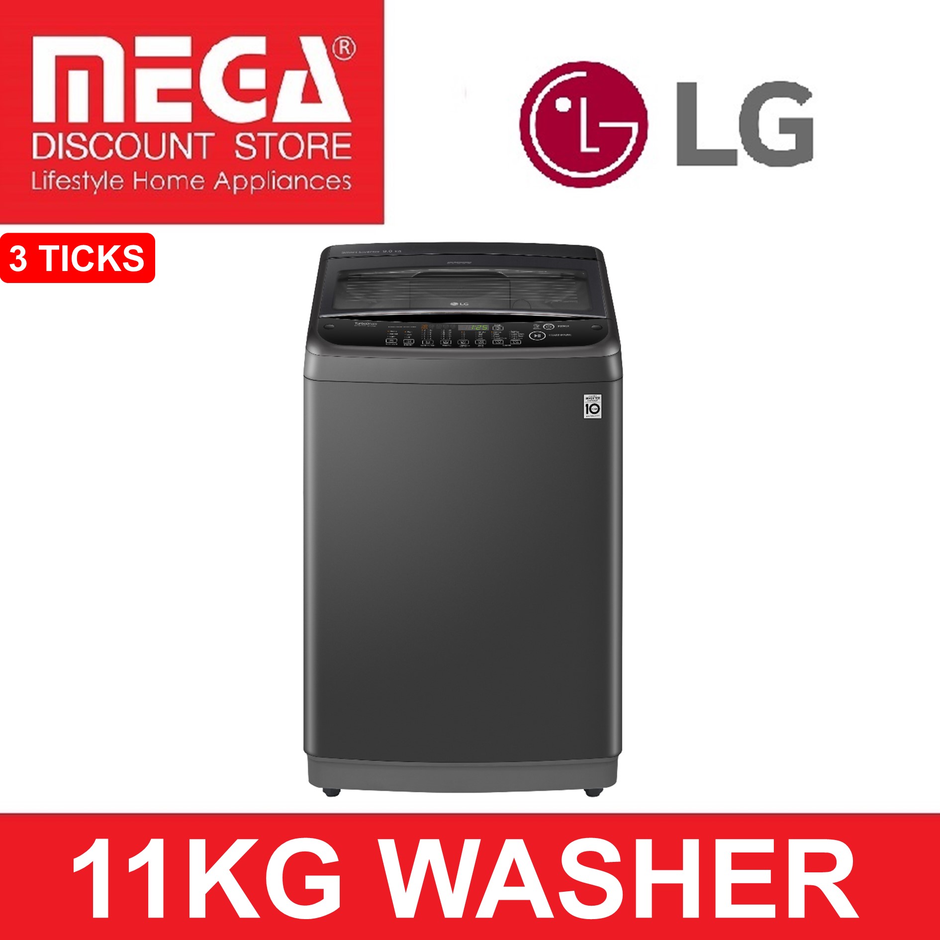 LG T2311VSAB 11KG TOP LOAD WASHER (3 TICKS)