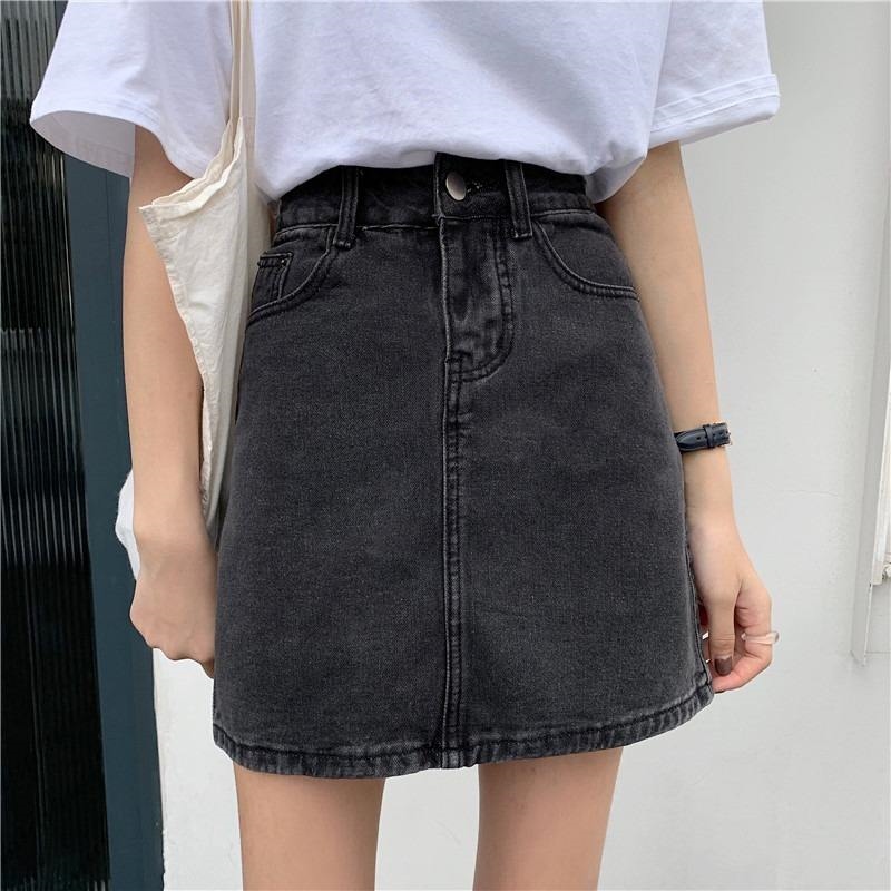 Uniqlo 2023 New Fashion version denim skirt short skirt for women autumn 2023 new style small A-line skirt large size fat mm slim hip-covering half-length skirt
