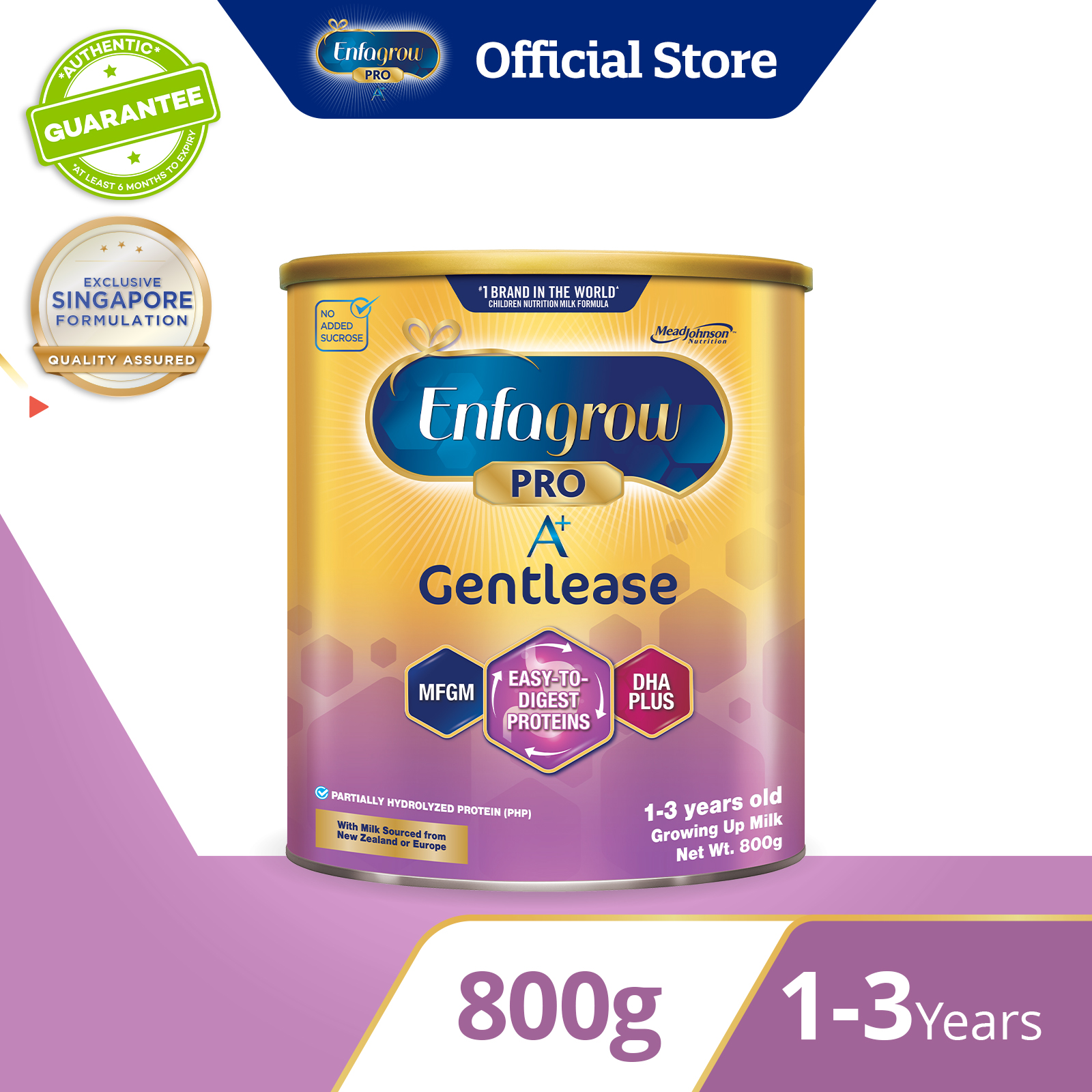 Enfagrow Pro A+ Stage 3 Gentlease Milk Powder Formula for Children DHA+ (1-3Y) 800g - For Easy Digestion