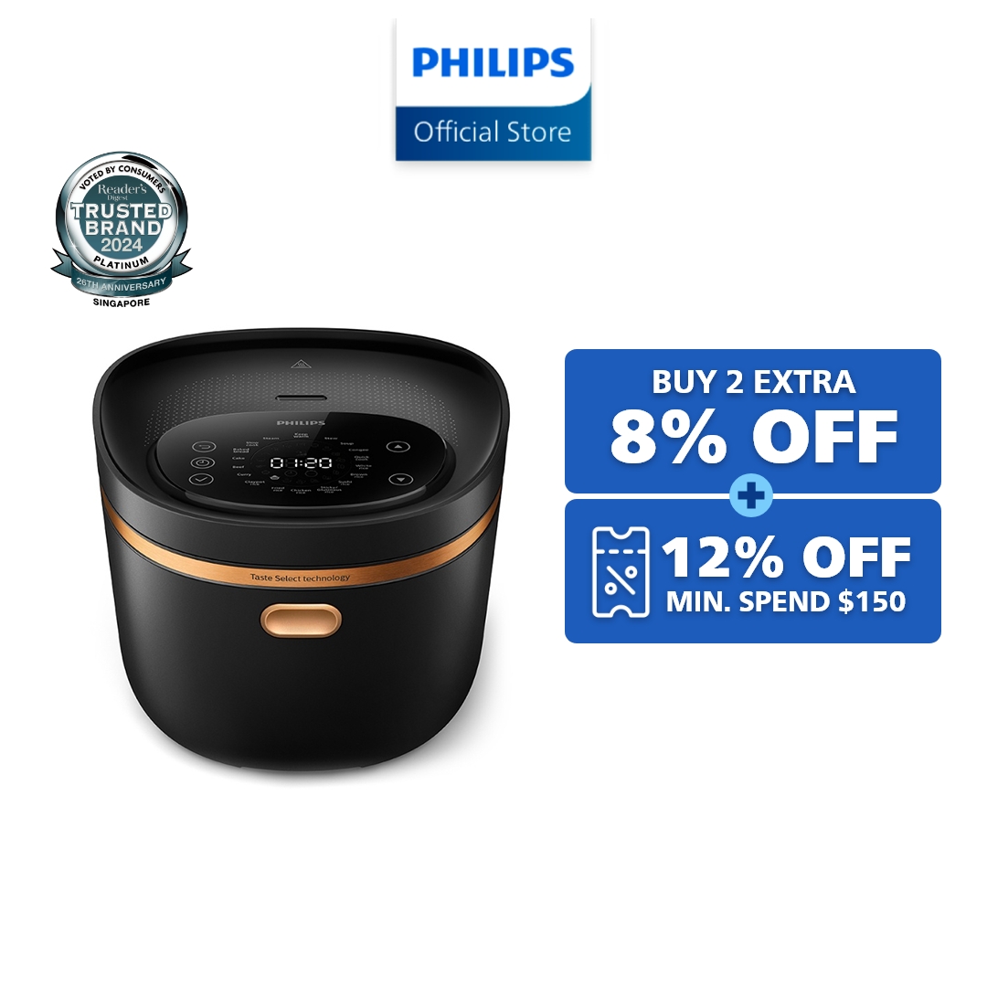 PHILIPS Digital Rice Cooker 5000 Series 1.5L -  HD4539/62, 18 programmes, 8-layer maifanshi coating, LED Display