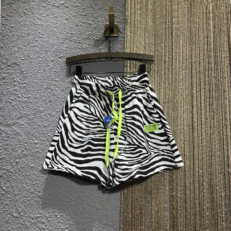 Women's Summer Fashion Popular Personality Zebra Pattern Casual Pants Large Elastic Waist Hot Pants Loose A-line Short Pants