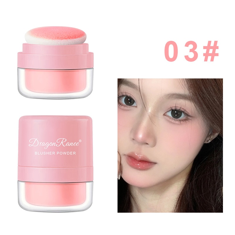 Cheek Tint Blusher Powder Lasting Natural Mineral Loose Powder Multi-purpose Peach Pink Rouge Pigments with Sponge Cosmetic Tool