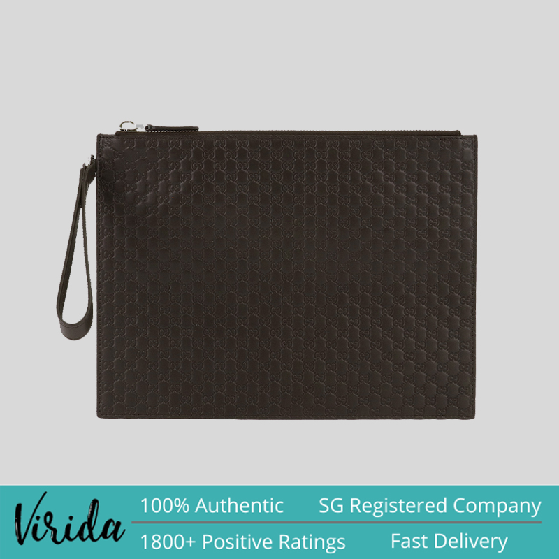 Gucci Unisex Micro GG Leather Clutch Dark Brown 544477