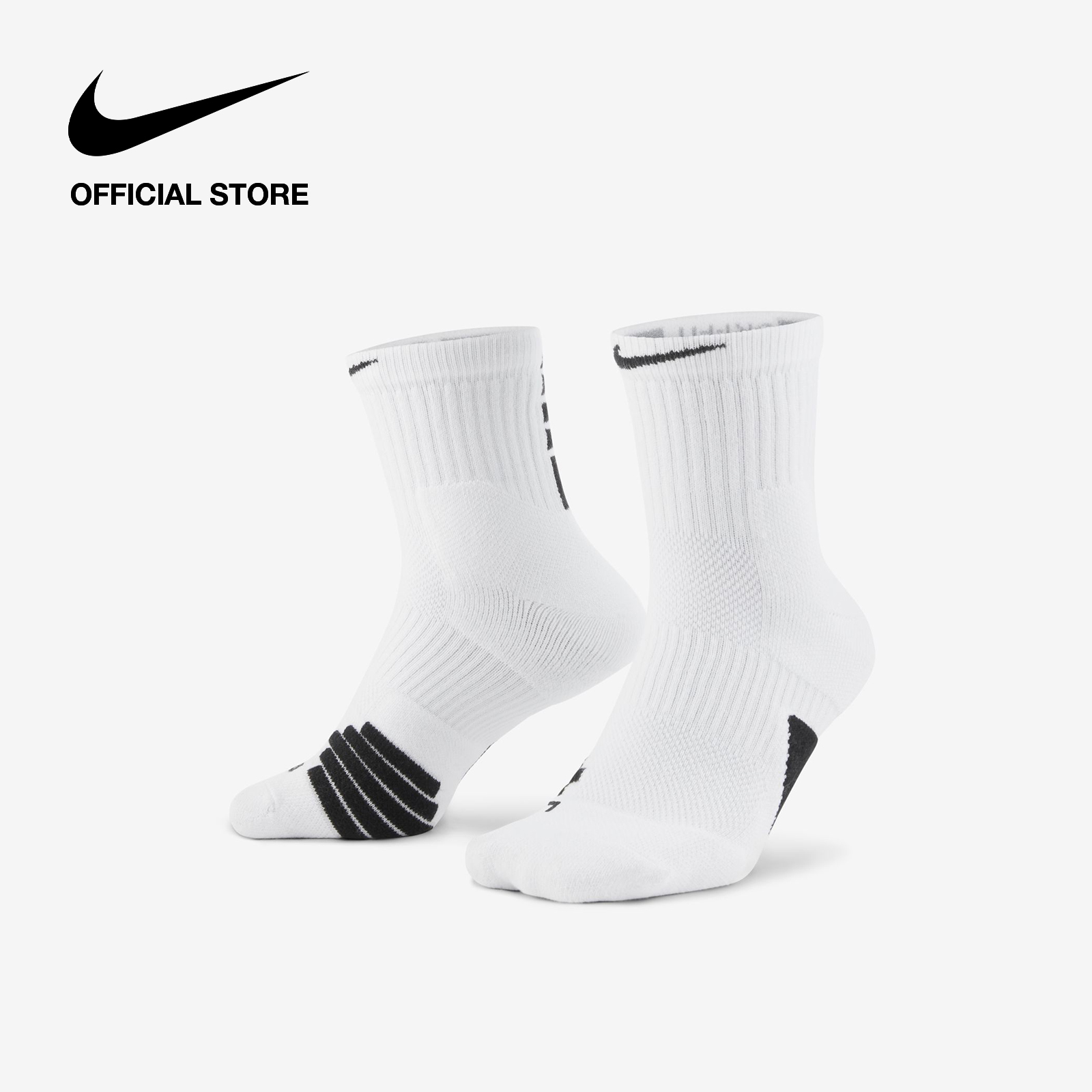 Nike Unisex Elite Mid Basketball Socks - White