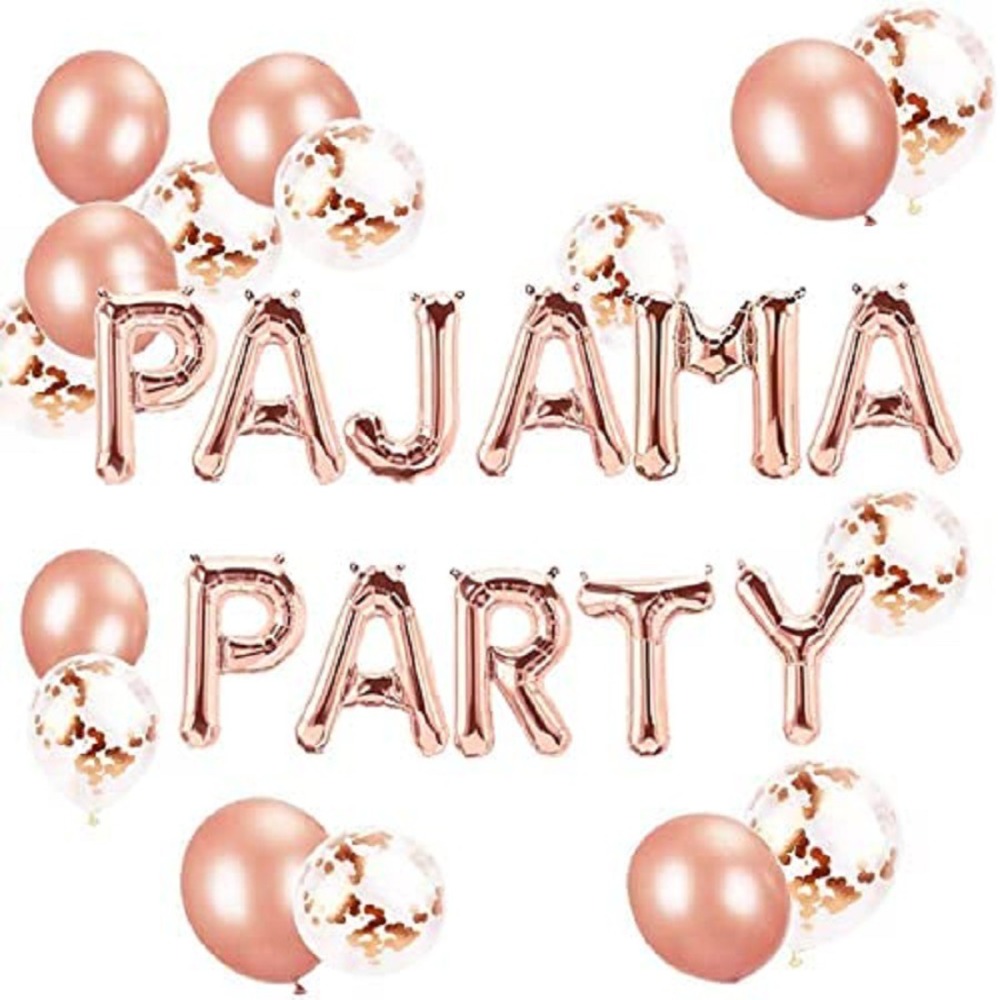 LORRY6 11pcs Rose Gold PAJAMA PARTY Latex Balloons Spa Pajama Party Decorations Girls