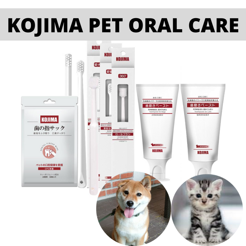 Kojima Toothbrush Toothpaste for Dogs & Cats Dental Oral Care Wipes Pet Grooming