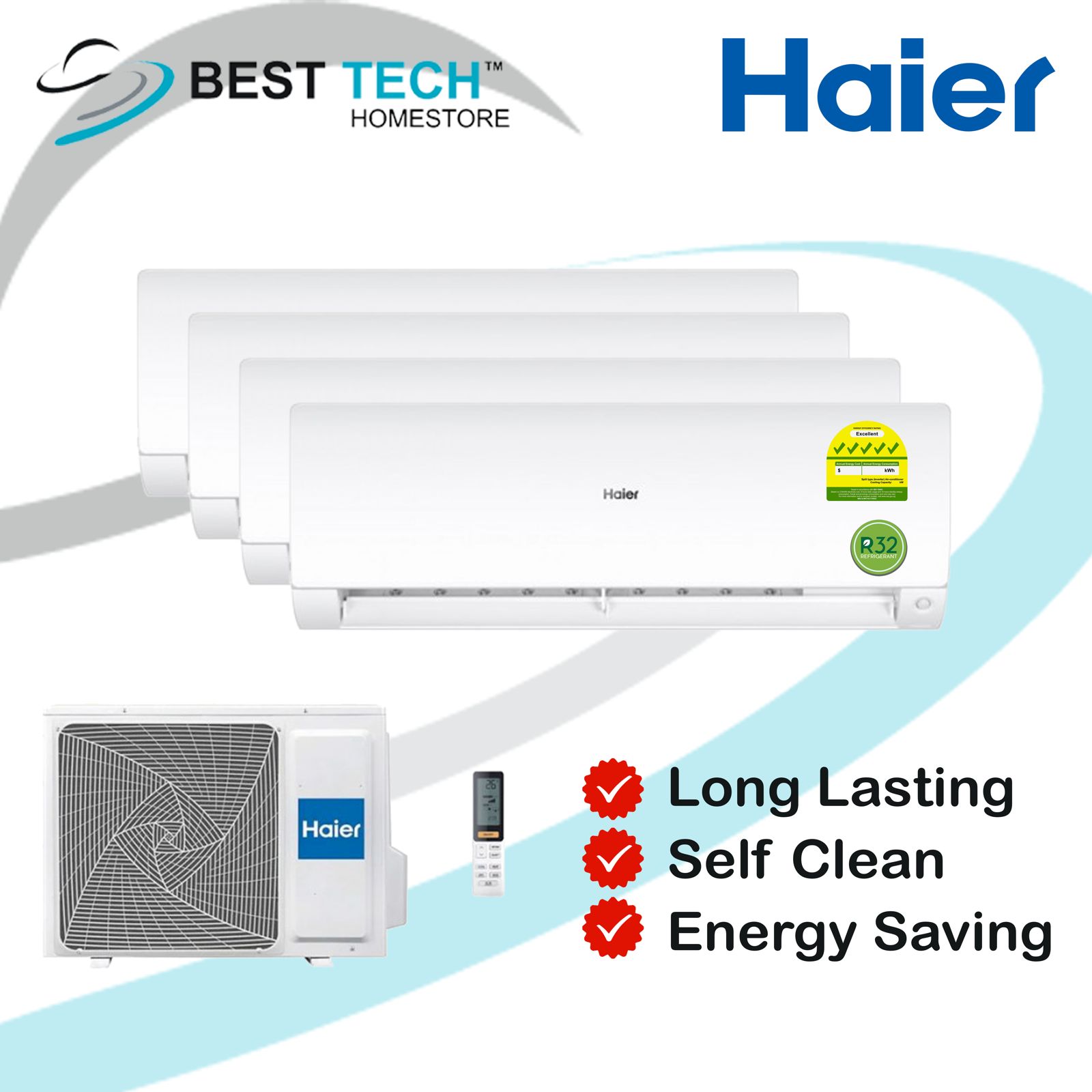 HAIER (INV) 5 Ticks R32 4U80/3xAS25,1xAS50 with Installation |SYSTEM 4
