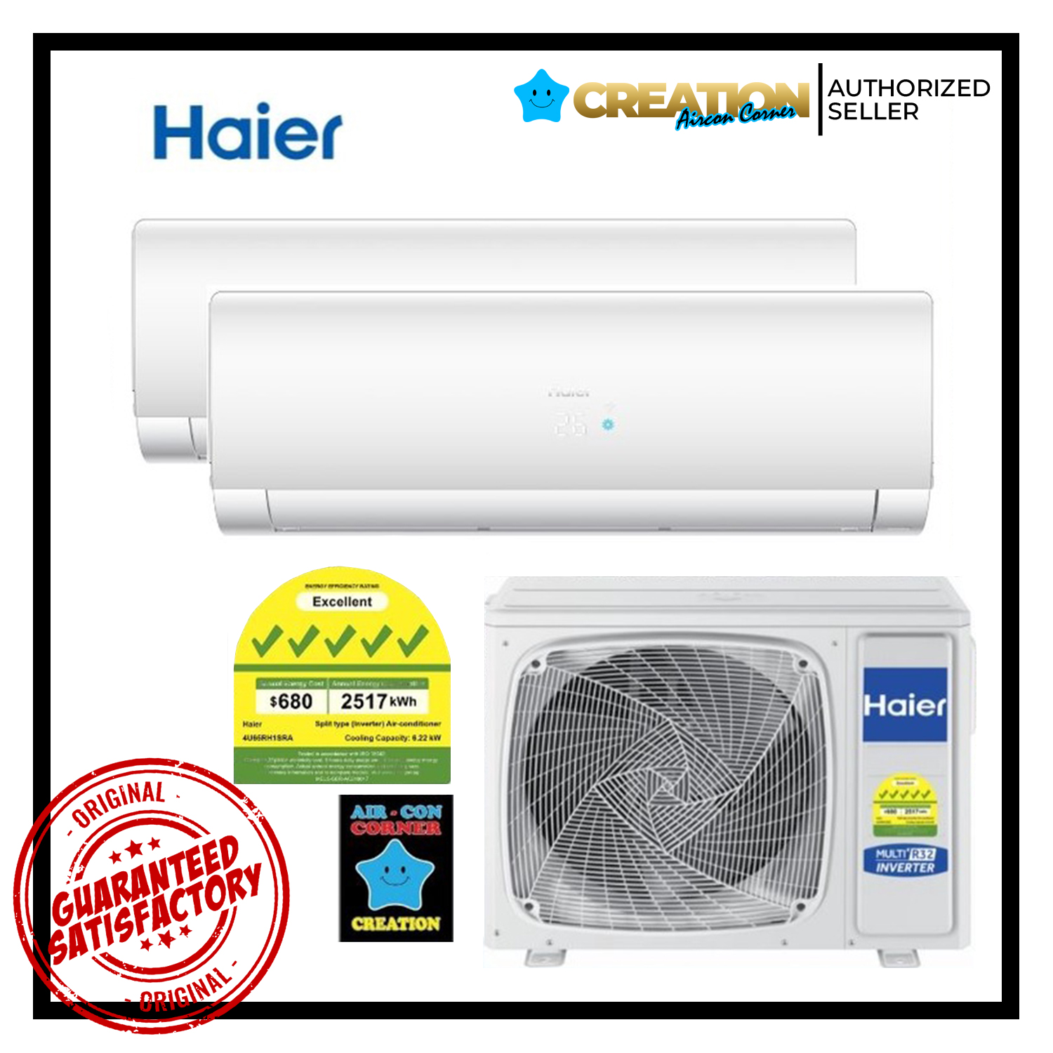 HAIER Sys 2 R32-5ticks Inverter wall mounted Air Con unit (Wholesale)