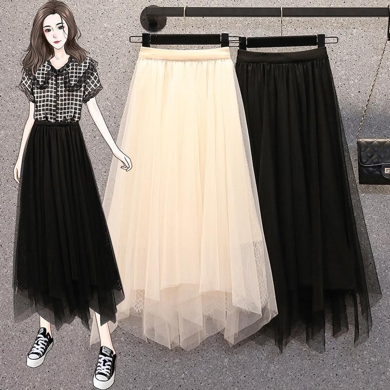Mesh Irregular Fairy Skirt Spring/Summer Slim and High end Mesh Half Skirt Large Size Trendy Wear